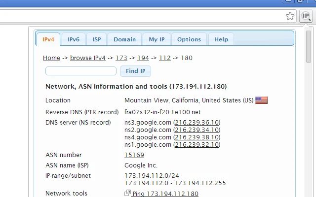 IP Address and Domain Information