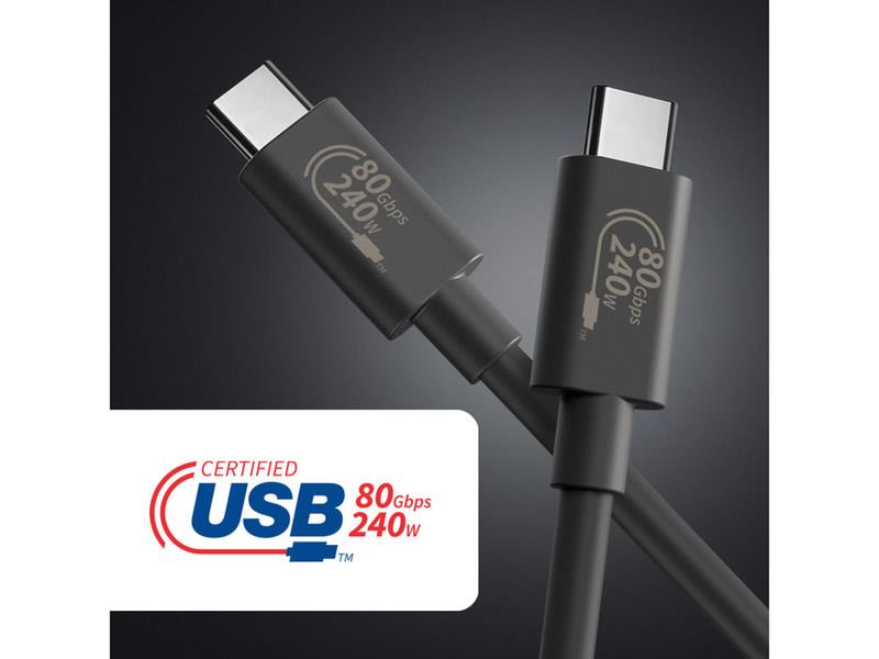 USB4 2.0电缆认证：传输速度80 Gbps，电源高达240W