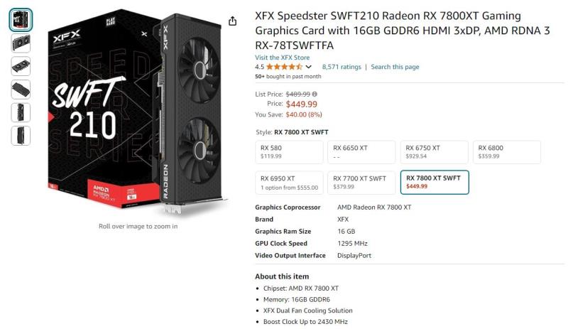 AMD Radeon RX 7900 XTX 24 GB 售价 819 美元，RX 7800 XT 16 GB GPU 售价低于 450 美元