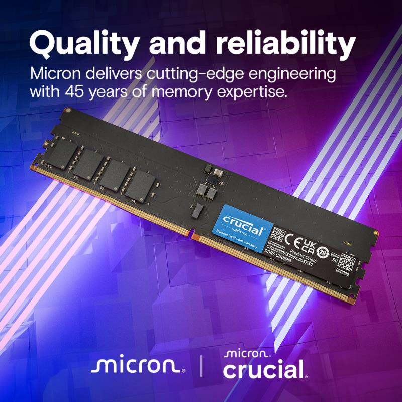 Crucial 推出下一代 DDR5 CUDIMM 内存：32 GB 套件、明年 64 GB 模块速度高达 5600 MT/s