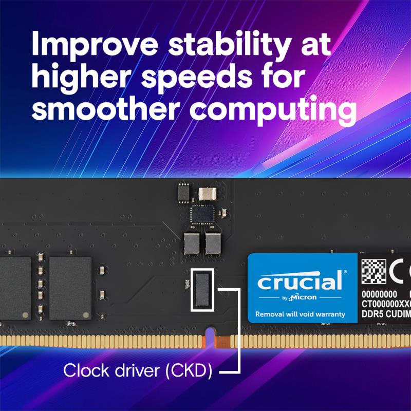 Crucial 推出下一代 DDR5 CUDIMM 内存：32 GB 套件、明年 64 GB 模块速度高达 5600 MT/s