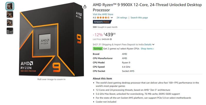 AMD Ryzen 9000 CPU大幅折扣：Ryzen 9 9900X仅售419美元，9950X降价50美元