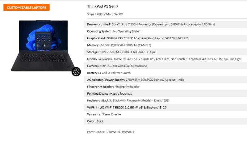 LPCAMM2 让内存升级变得轻而易举：Lenovo ThinkPad P1 Gen 6 和 Gen 7 对比显示差异