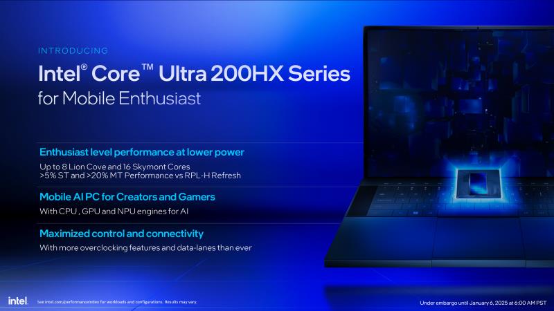 英特尔酷睿 Ultra 200HX 和酷睿 Ultra 200H“Arrow Lake”CPU 首次亮相，适用于高端游戏和高端笔记本电脑：多达 24 个内核和 5.5 GHz，采用 Xe-LPG+